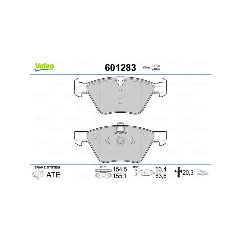 VALEO 601283 Brzdové destičky Přední pro