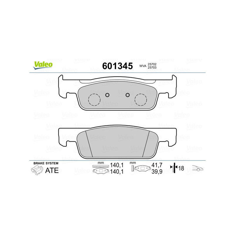 VALEO 601345 Plaquettes de frein Avant pour