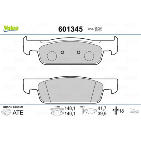VALEO 601345 Klocki hamulcowe Przód dla