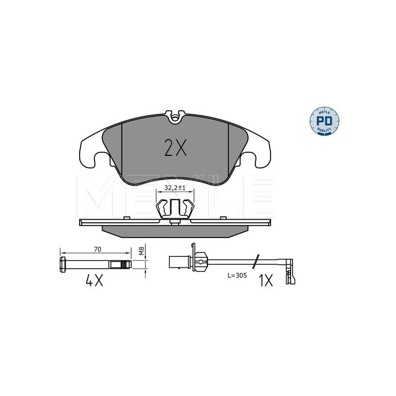 MEYLE 025 222 5219/PD Brake Pads Set Front for Audi A6 A7 Q5
