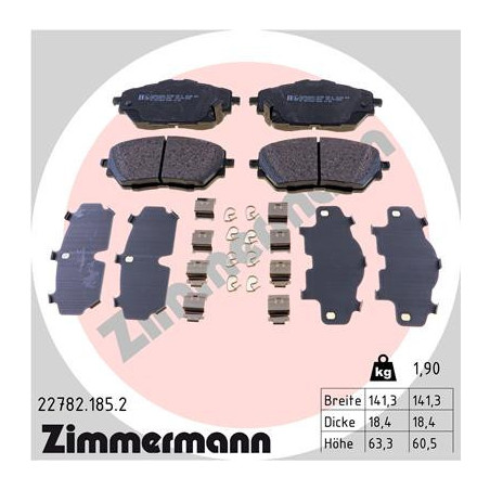ZIMMERMANN 22782.185.2 Brzdové platničky Predné pre