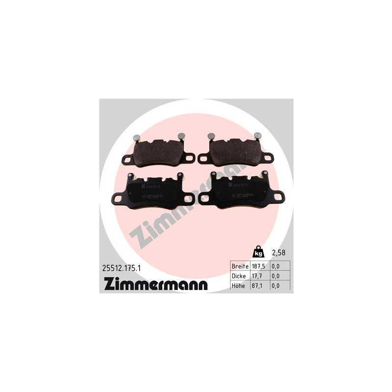ZIMMERMANN 25512.175.1 Brake Pads Set Rear for