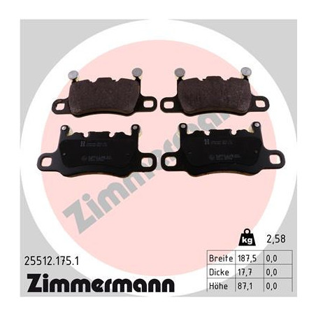ZIMMERMANN 25512.175.1 Pastillas de freno Trasero para