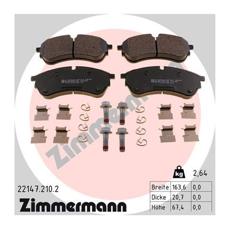 ZIMMERMANN 22147.210.2 Brzdové destičky Přední pro