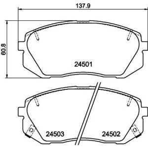HELLA 8DB 355 012-961 Brzdové platničky Predné pre