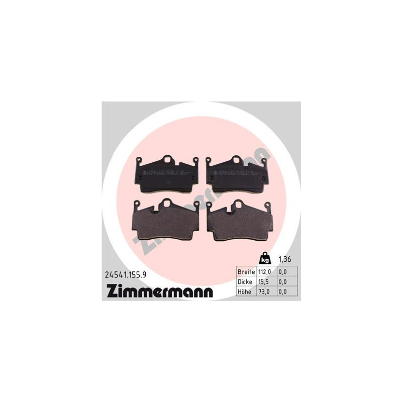 ZIMMERMANN 24541.155.9 Pastiglie freno Posteriore per