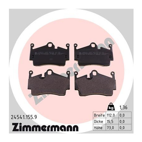 ZIMMERMANN 24541.155.9 Brzdové destičky Zadní pro