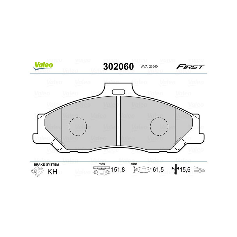 VALEO 302060 Brzdové platničky Predné pre