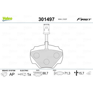 VALEO 301497 Brzdové platničky Zadné pre