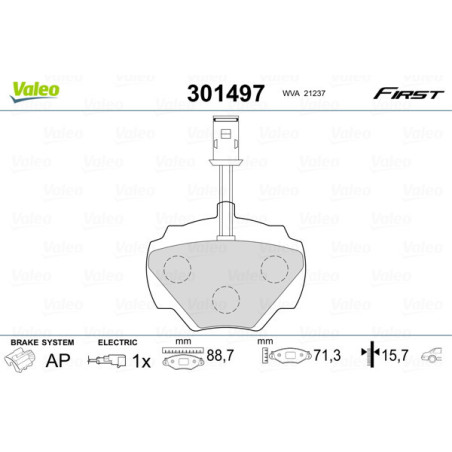 VALEO 301497 Pastillas de freno Trasero para