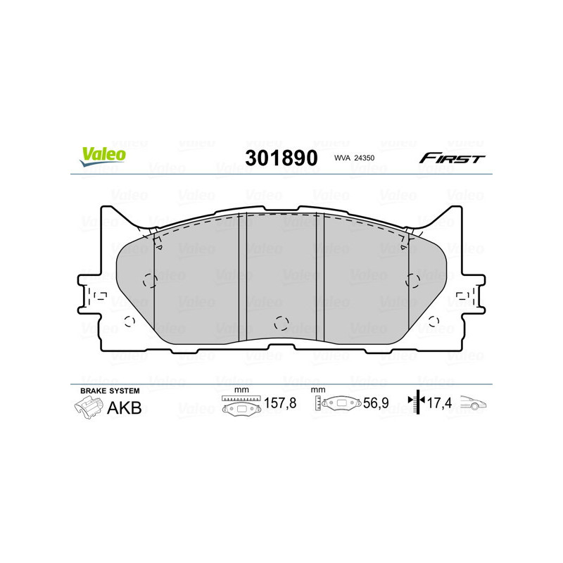 VALEO 301890 Brake Pads Set Front for
