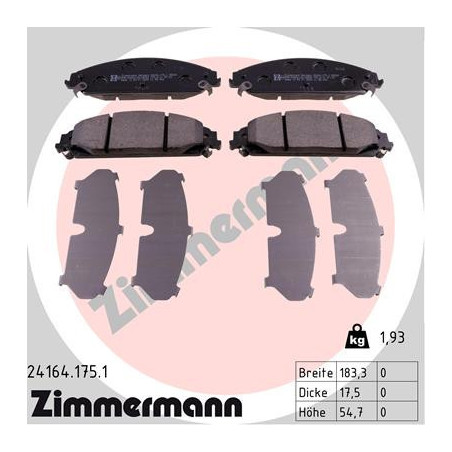 ZIMMERMANN 24164.175.1 Brzdové destičky