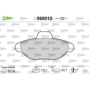 VALEO 598012 Brzdové platničky Predné pre