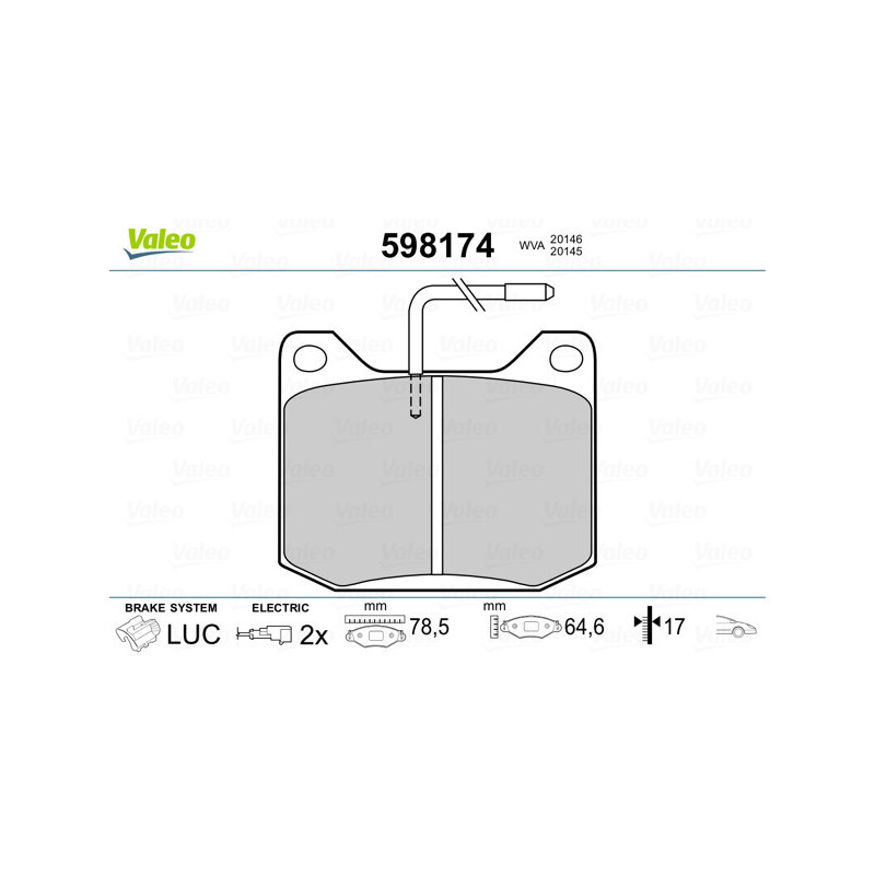 VALEO 598174 Brzdové destičky Přední pro