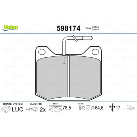 VALEO 598174 Klocki hamulcowe Przód dla