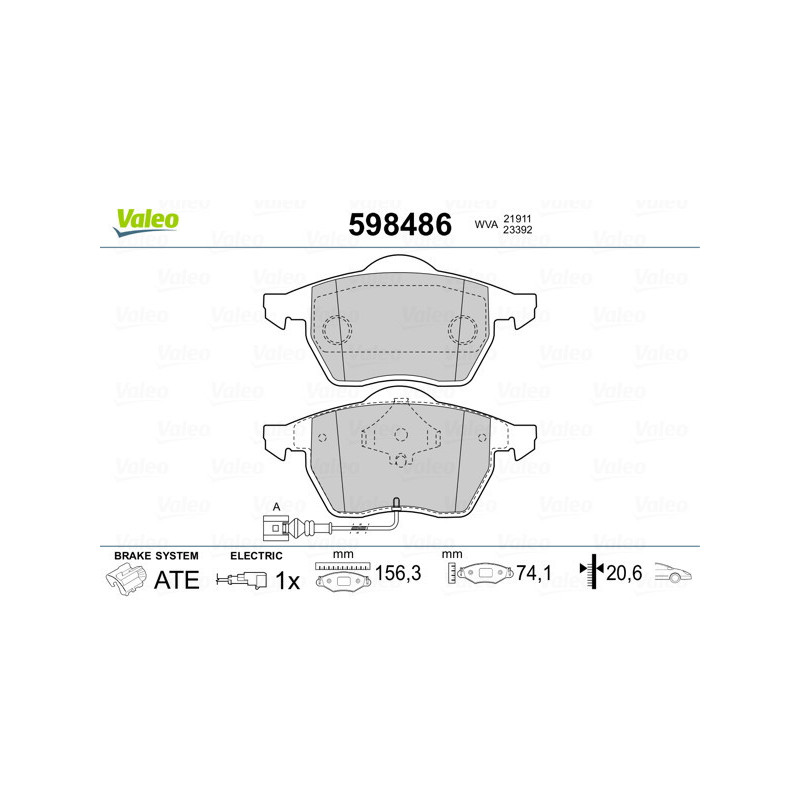 VALEO 598486 Brake Pads Set Front for
