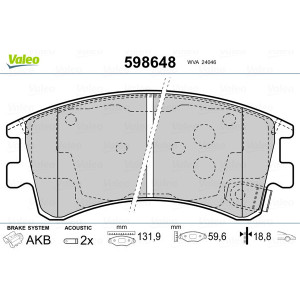 VALEO 598648 Plaquettes de frein Avant pour