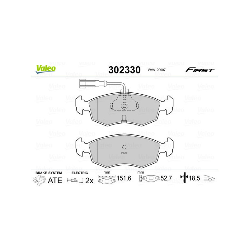 VALEO 302330 Brzdové destičky Přední pro