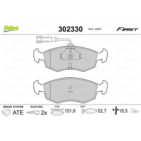 VALEO 302330 Plaquettes de frein Avant pour