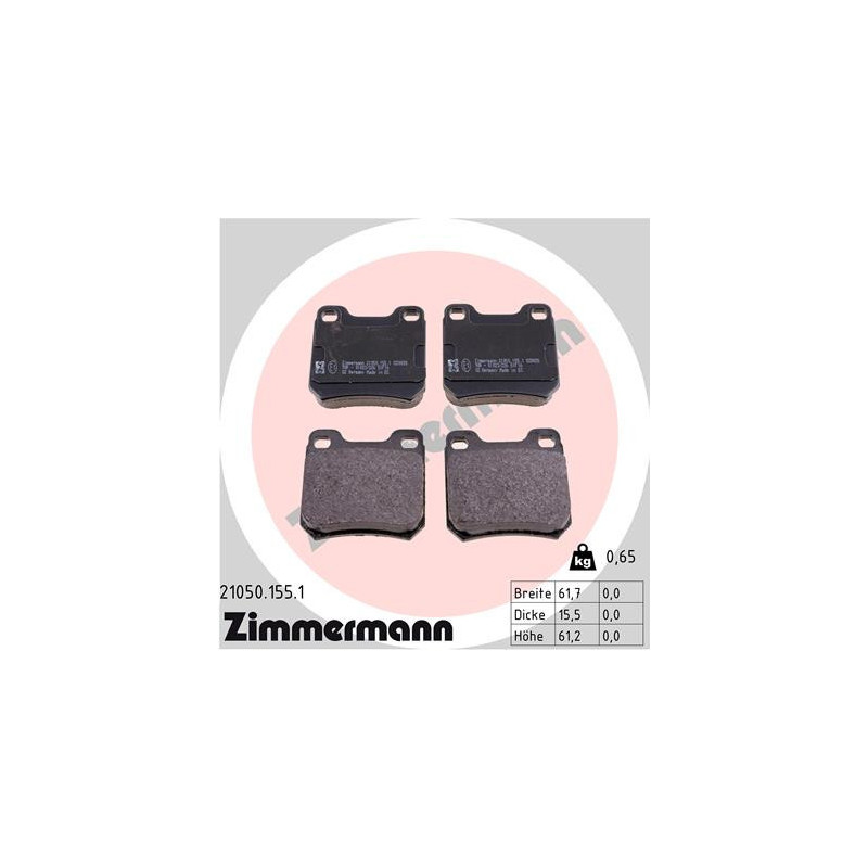 ZIMMERMANN 21050.155.1 Plaquettes de frein Arrière pour
