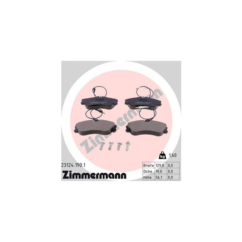 ZIMMERMANN 23124.190.1 Brzdové destičky Přední pro