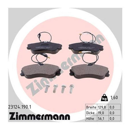 ZIMMERMANN 23124.190.1 Brzdové platničky Predné pre