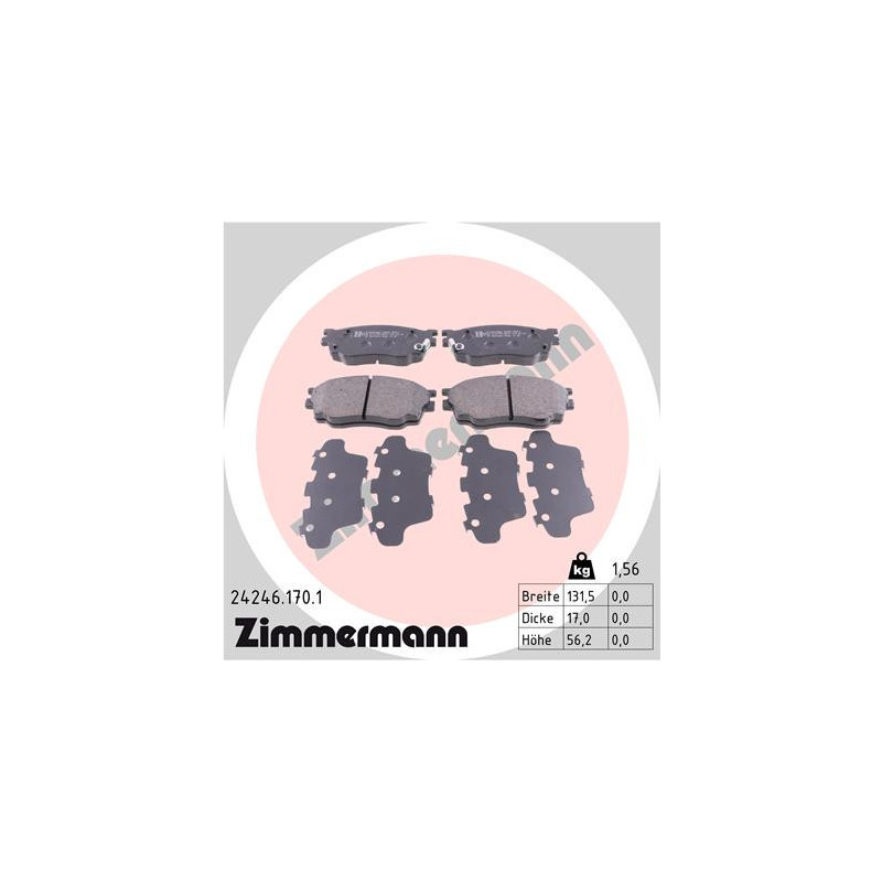 ZIMMERMANN 24246.170.1 Brzdové destičky Přední pro