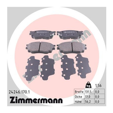 ZIMMERMANN 24246.170.1 Brzdové destičky Přední pro