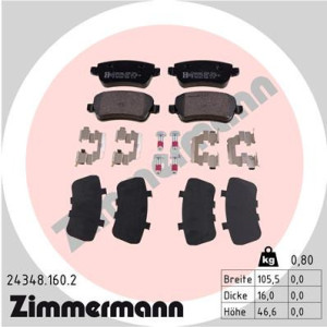 ZIMMERMANN 24348.160.2 Plaquettes de frein Arrière pour