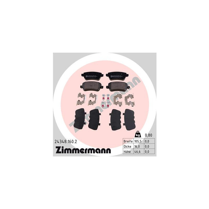 ZIMMERMANN 24348.160.2 Brake Pads Set Rear for