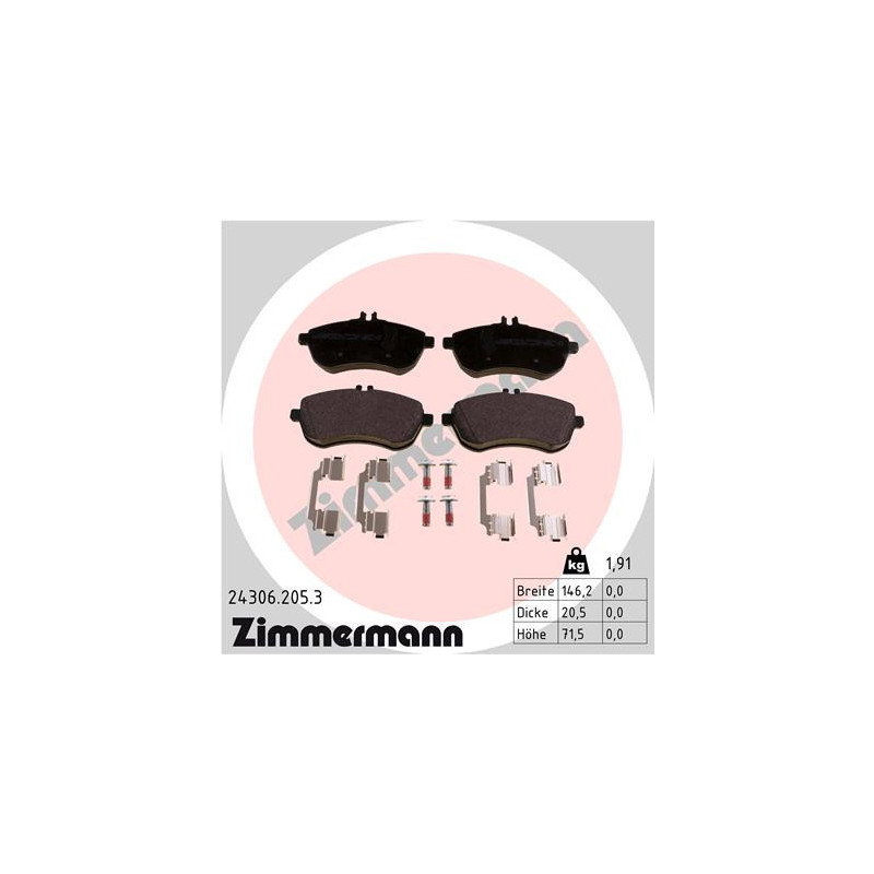 ZIMMERMANN 24306.205.3 Brzdové destičky