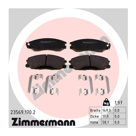 ZIMMERMANN 23569.170.2 Brzdové destičky Přední pro