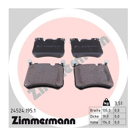 ZIMMERMANN 24524.195.1 Brzdové platničky Predné pre