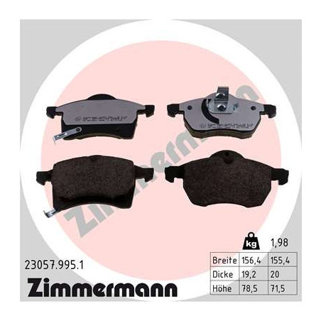 ZIMMERMANN 23057.995.1 Plaquettes de frein Avant pour