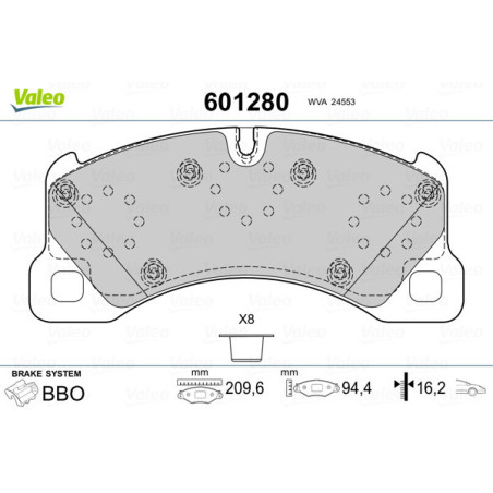 VALEO 601280 Brake Pads Set Front for