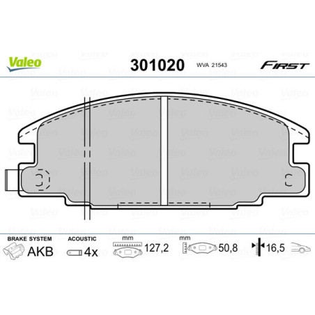 VALEO 301020 Brzdové platničky Predné pre