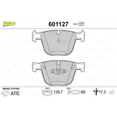 VALEO 601127 Klocki hamulcowe Tył dla