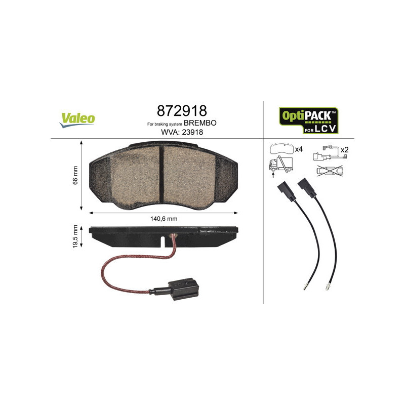 VALEO 872918 Brzdové platničky Predné pre