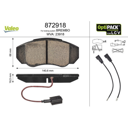 VALEO 872918 Klocki hamulcowe Przód dla