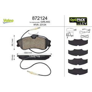 VALEO 872124 Brzdové platničky Predné pre