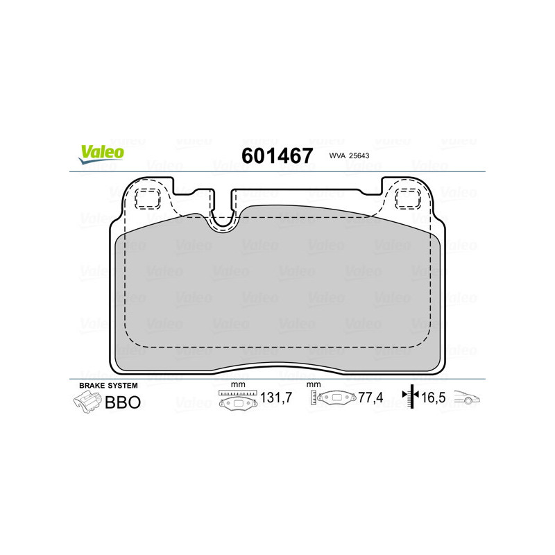 VALEO 601467 Brzdové destičky Přední pro