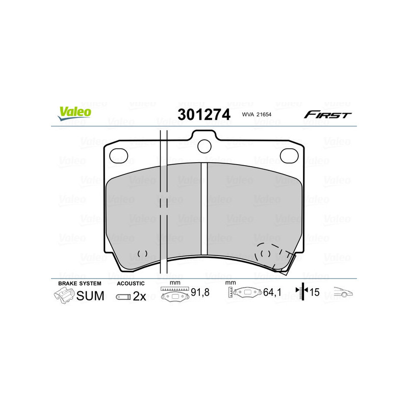VALEO 301274 Brzdové destičky Přední pro
