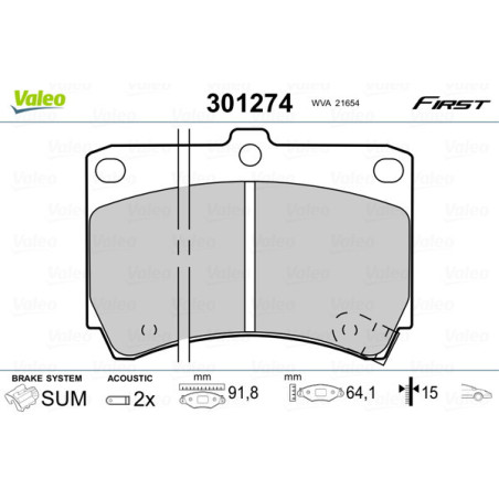 VALEO 301274 Plaquettes de frein Avant pour
