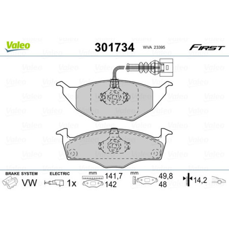 VALEO 301734 Brzdové platničky Predné pre