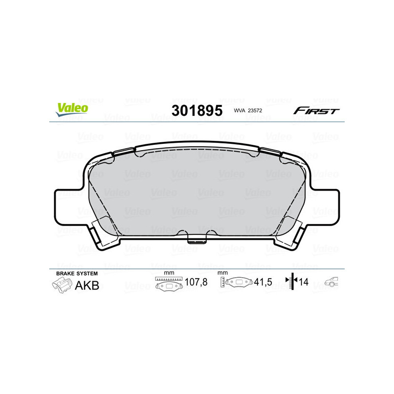 VALEO 301895 Plaquettes de frein Arrière pour