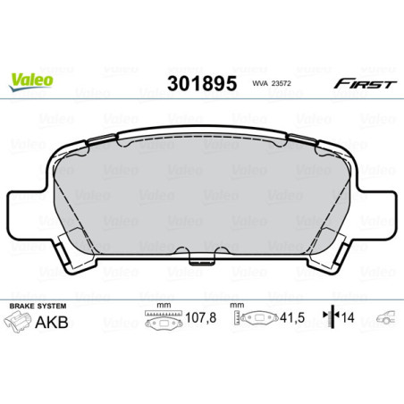 VALEO 301895 Klocki hamulcowe Tył dla