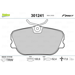 VALEO 301241 Brzdové platničky Predné pre