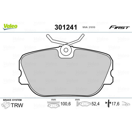 VALEO 301241 Brzdové platničky Predné pre