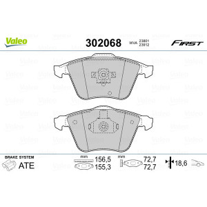 VALEO 302068 Brzdové platničky Predné pre