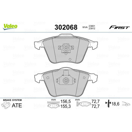VALEO 302068 Pastiglie freno Anteriore per